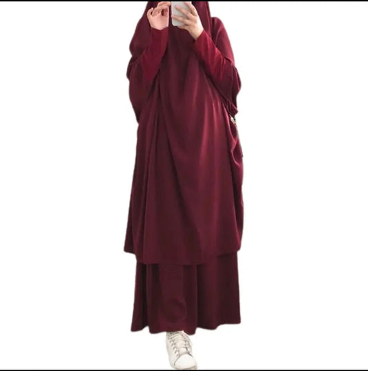 2pcs/set abaya jilbab womenswear suit comfortable long sleeve maxi dress